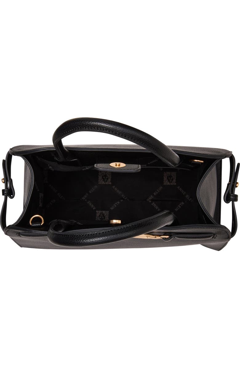 Anne Klein Medium Curved Satchel Bag, Alternate, color, Black