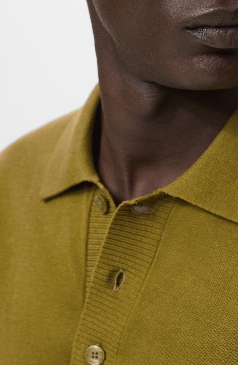 MANGO Cotton Blend Knit Polo, Alternate, color, Olive Green
