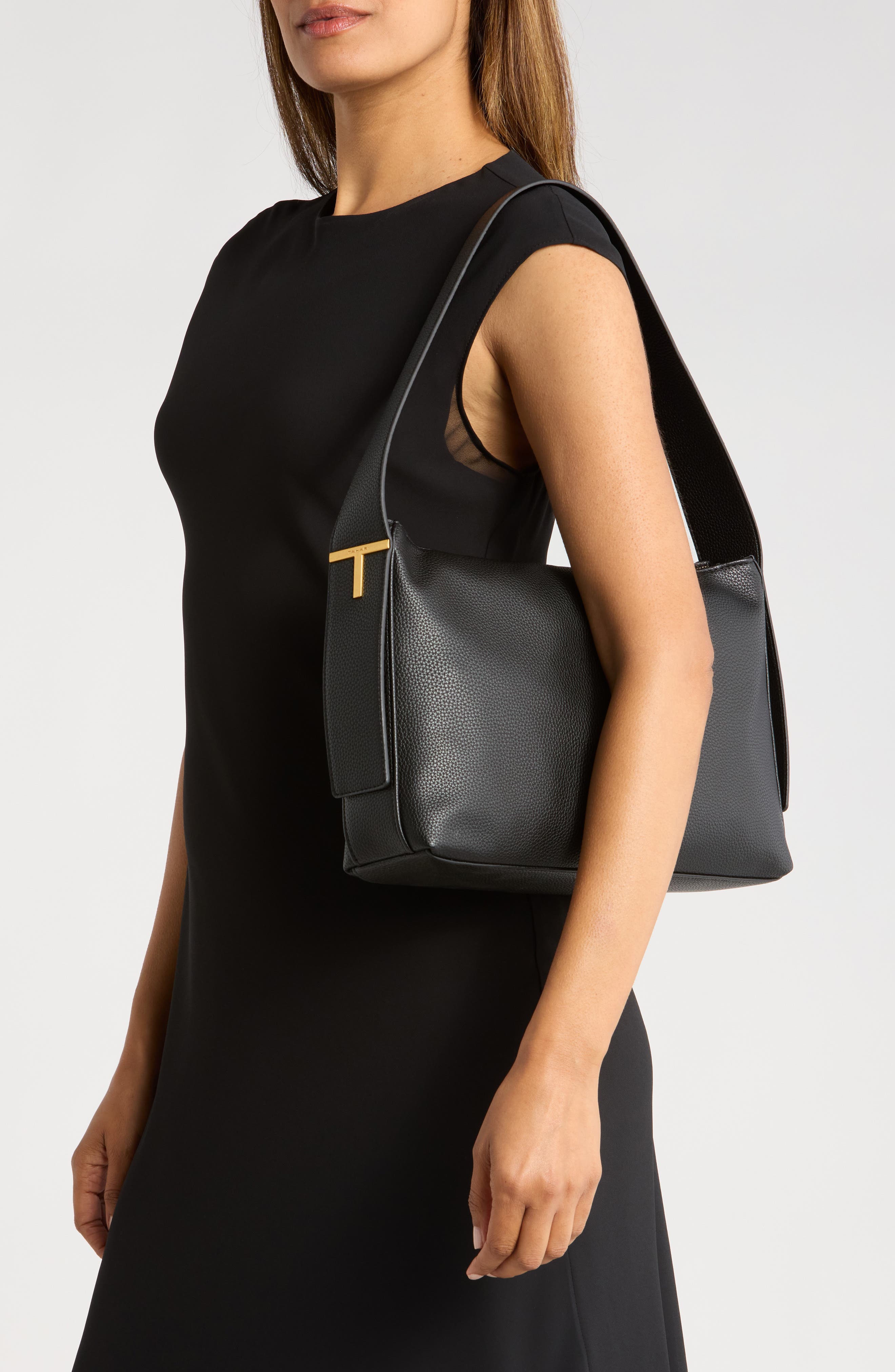 T Tahari Pebble Faux Leather Shoulder Bag, Alternate, color, 