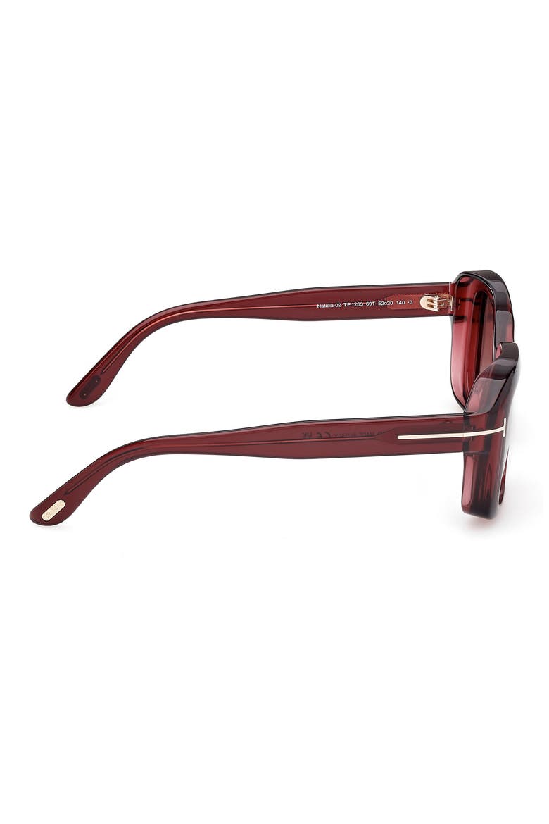 Natalia 52mm Square Sunglasses, Alternate, color, SHINY WINE/ BURGUNDY LENSES