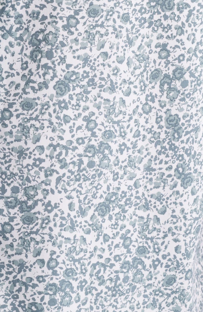 Nordstrom Floral Short Sleeve Stretch Button-Up Shirt, Alternate, color, White- Grey Tansy Floral