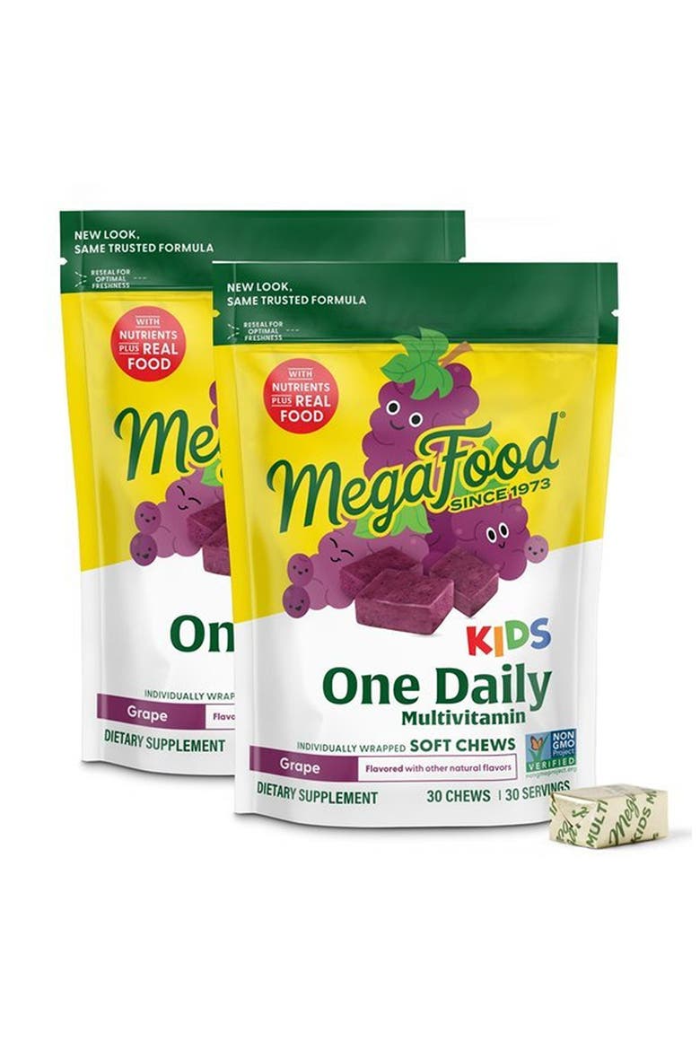 Kids One Daily Multivitamin Soft Chews with Vitamin B, C, D & E for Age 4+, Vegetarian, 30 Grape Soft Chews, Main, color, None