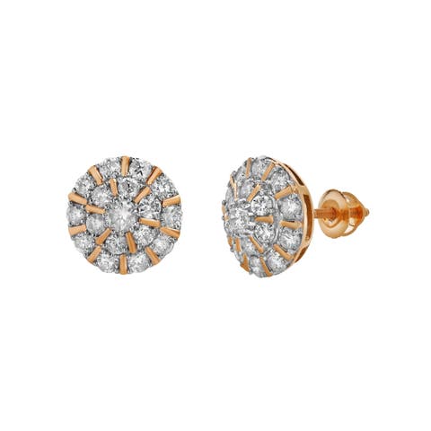 Hadrianus 10K Gold Diamond Unisex Earrings - 1.37 Cts