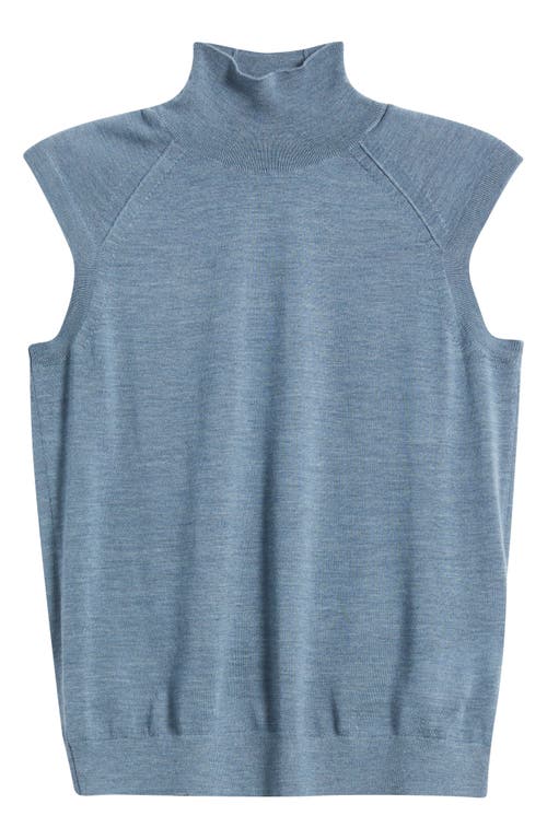 Hugo Boss Boss Fipini Turtleneck Sleeveless Virgin Wool Sweater In Blue
