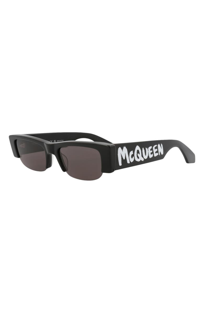McQueen 54mm Half Rim Sunglasses, Alternate, color, Black Black Grey