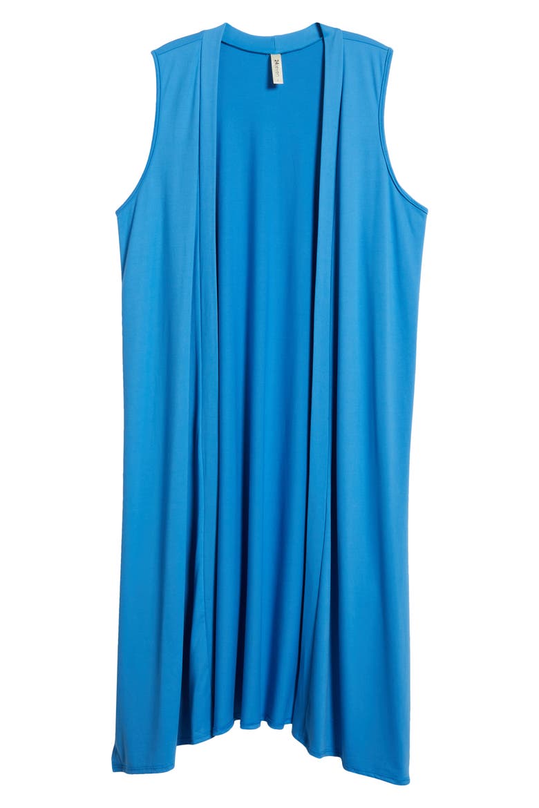 Open Front Long Vest, Alternate, color, TURQUOISE