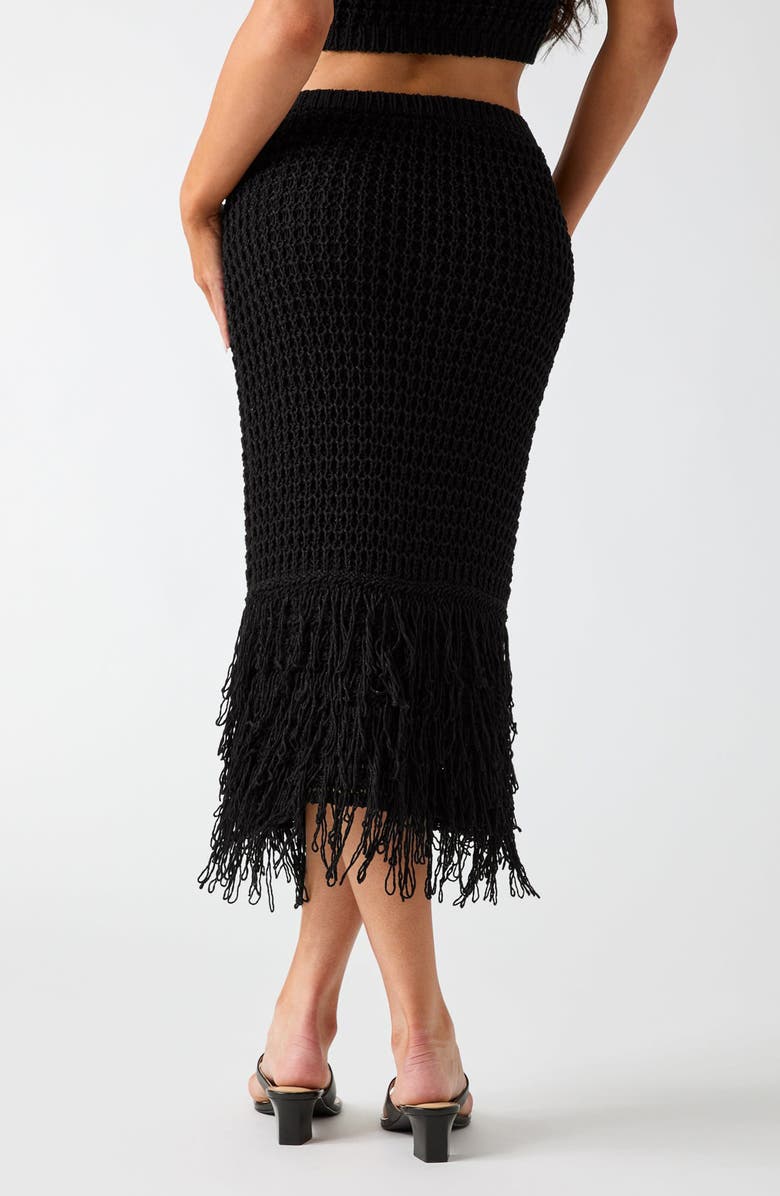 GUESS Remi Open Stitch Fringe Midi Skirt, Alternate, color,