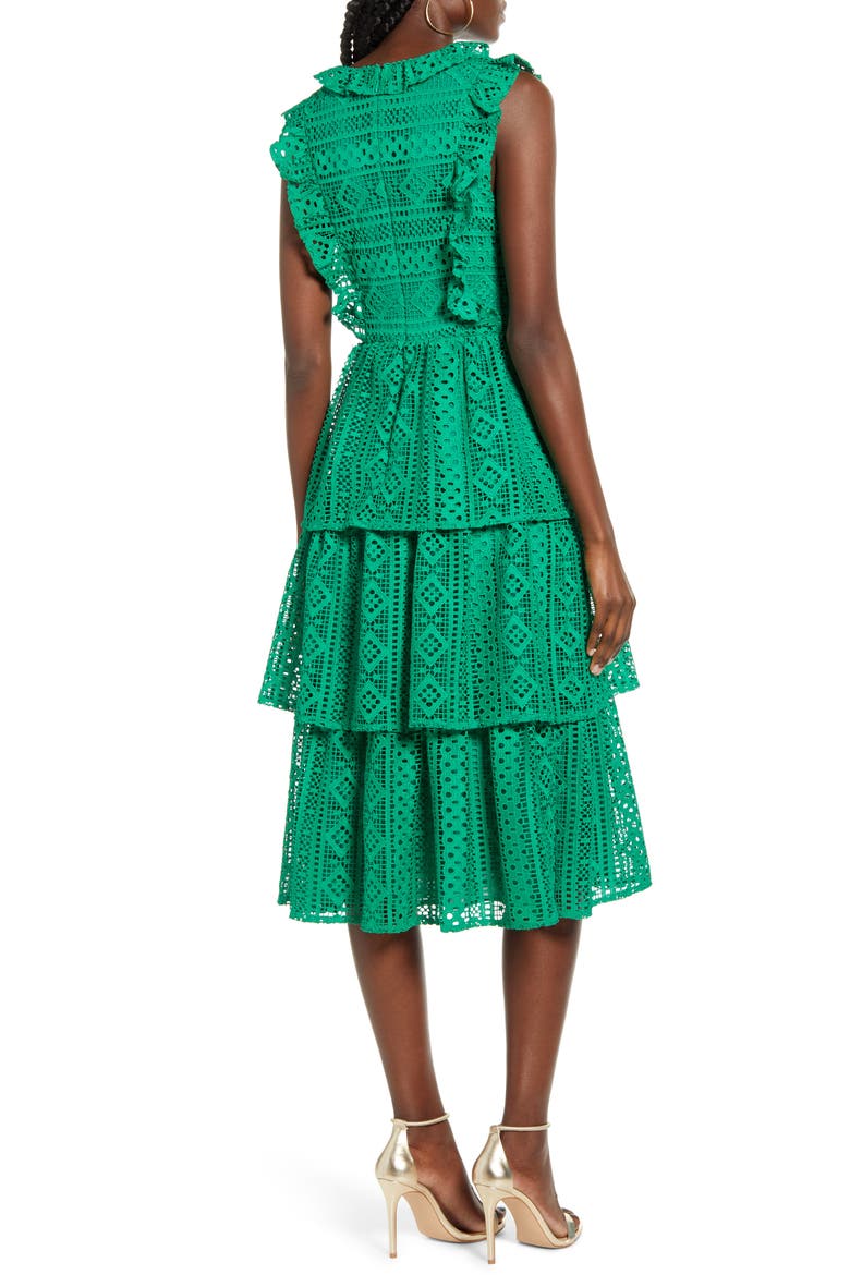 Sleeveless Tiered Midi Dress, Alternate, color, GREEN
