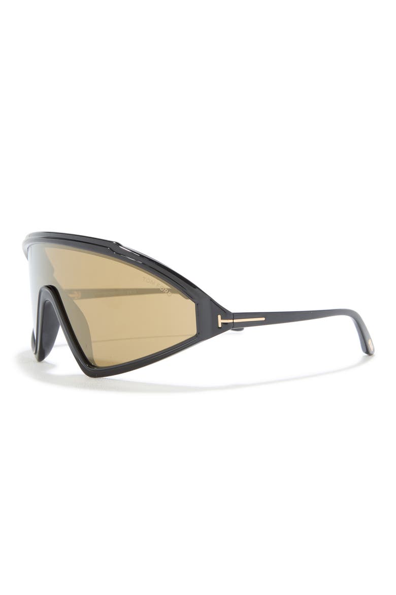 00mm Shield Sunglasses, Alternate, color, SHINY BLACK / BROWN MIRROR
