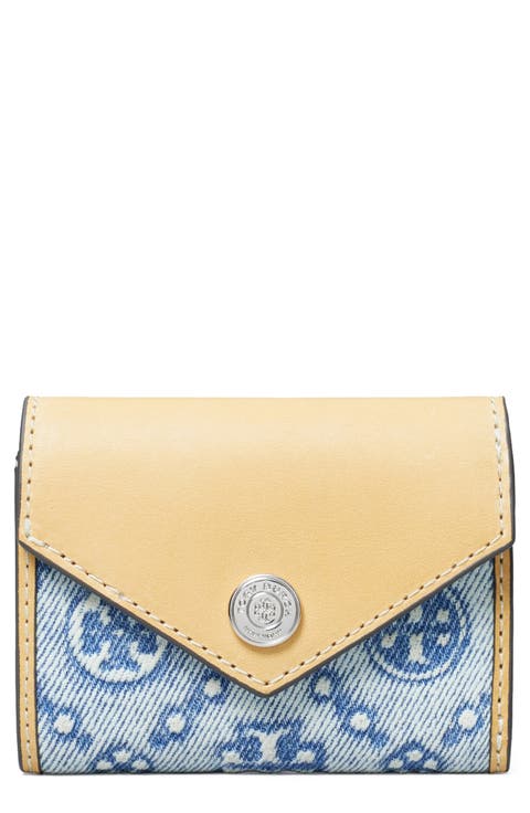 Key Item T Monogram Denim & Leather Wallet