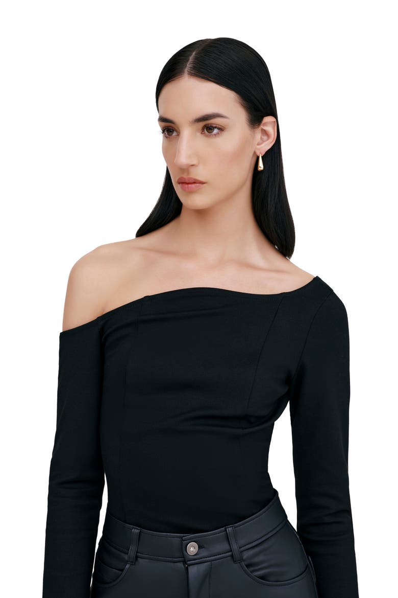 Sylvan One-Shoulder Top, Alternate, color, BLACK