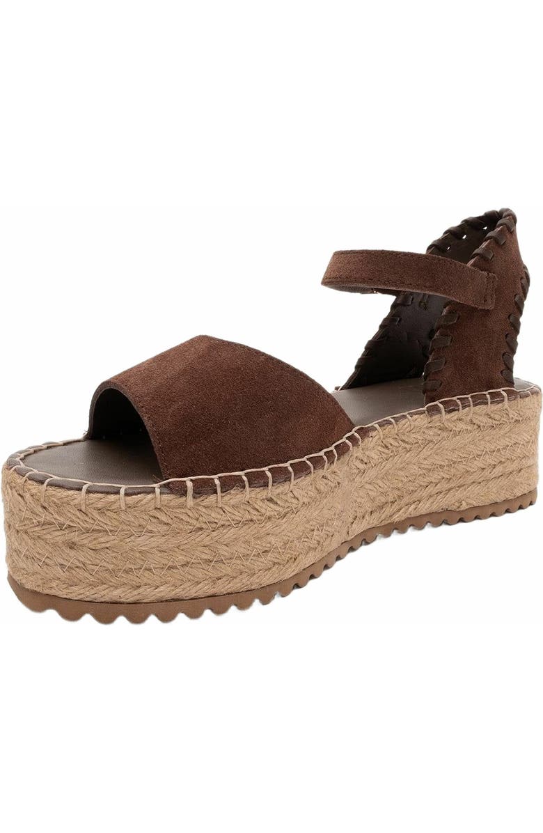 Forever & Always Shoes Serez Leather Platform Espadrilles Sandal, Alternate, color, Brown Suede Leather