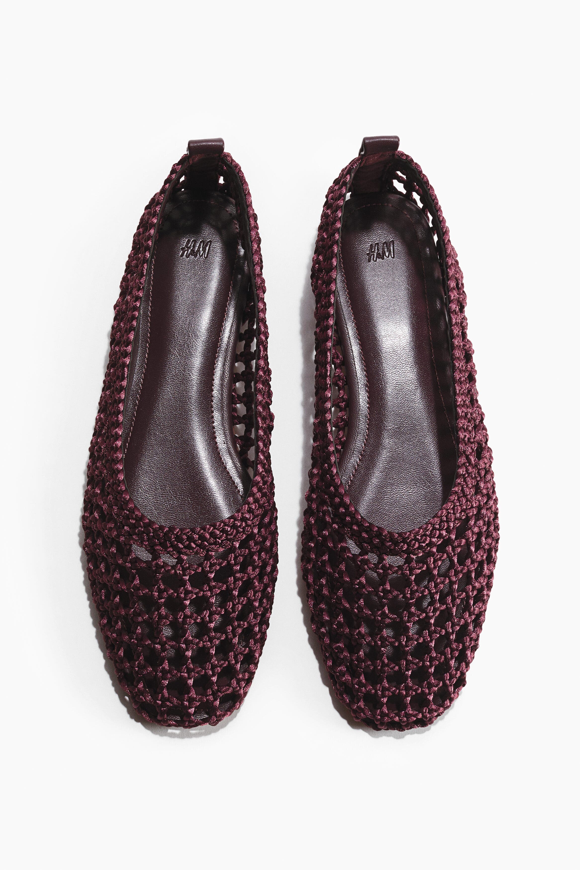 H&M Braided Ballet Pumps, Main, color, Dark Brown