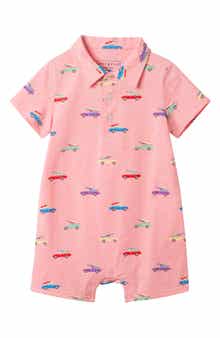 Andy & Evan Print Stretch Cotton Polo Romper