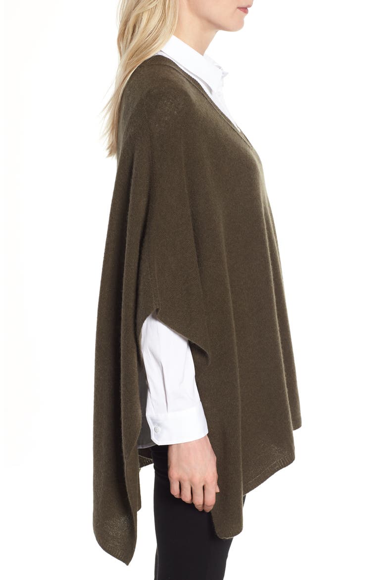 Cashmere Poncho, Alternate, color, OLIVE DARK