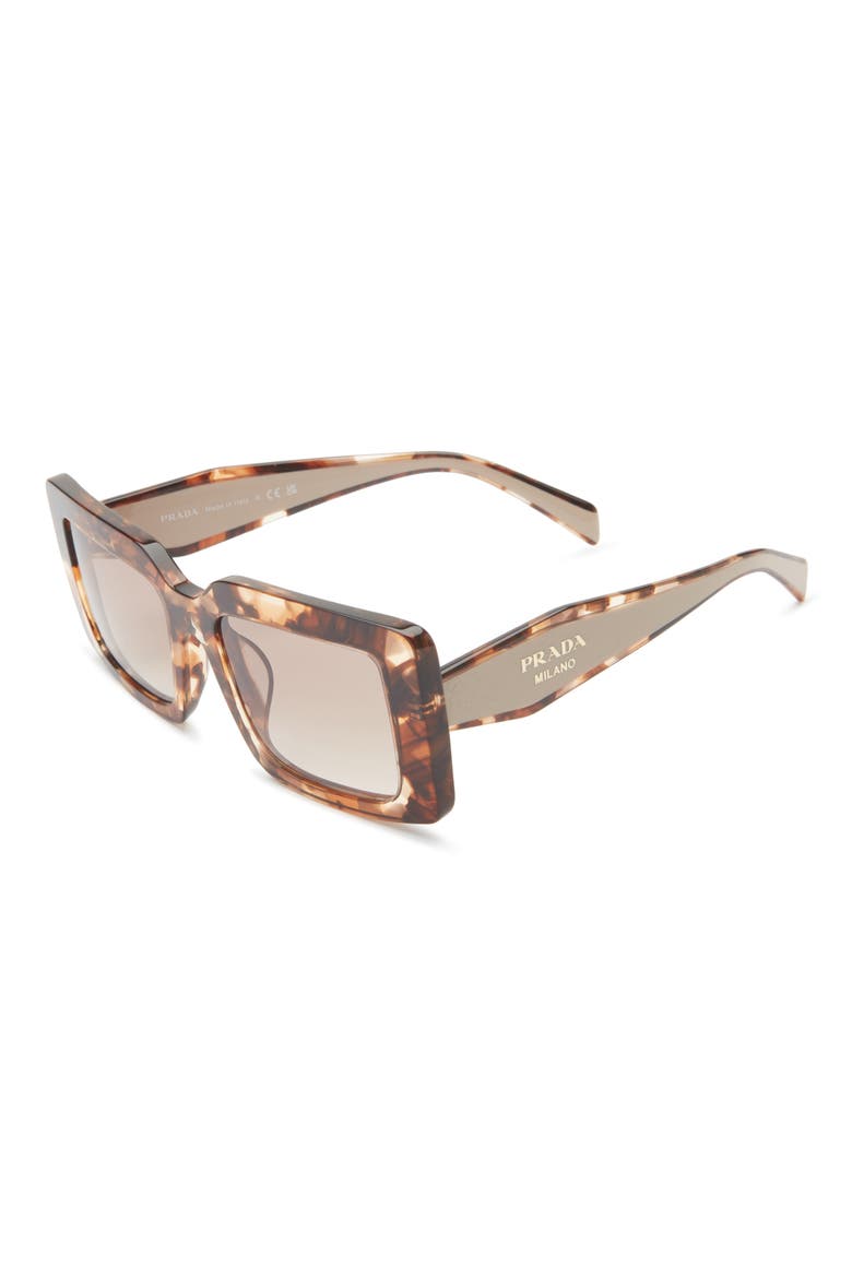 53mm Rectangular Sunglasses, Alternate, color, CARAMEL TORTOISE / BROWN