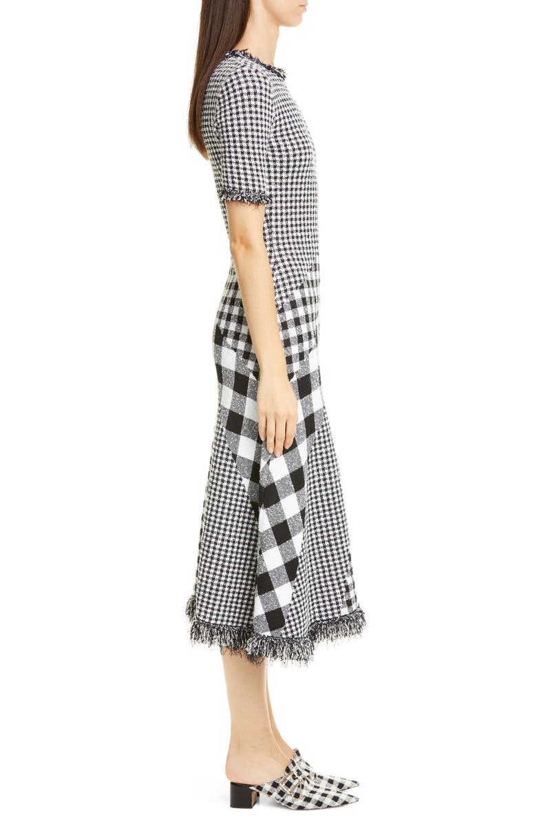 Oscar de la Renta Mixed Gingham Tweed Knit Dress, Alternate, color, 