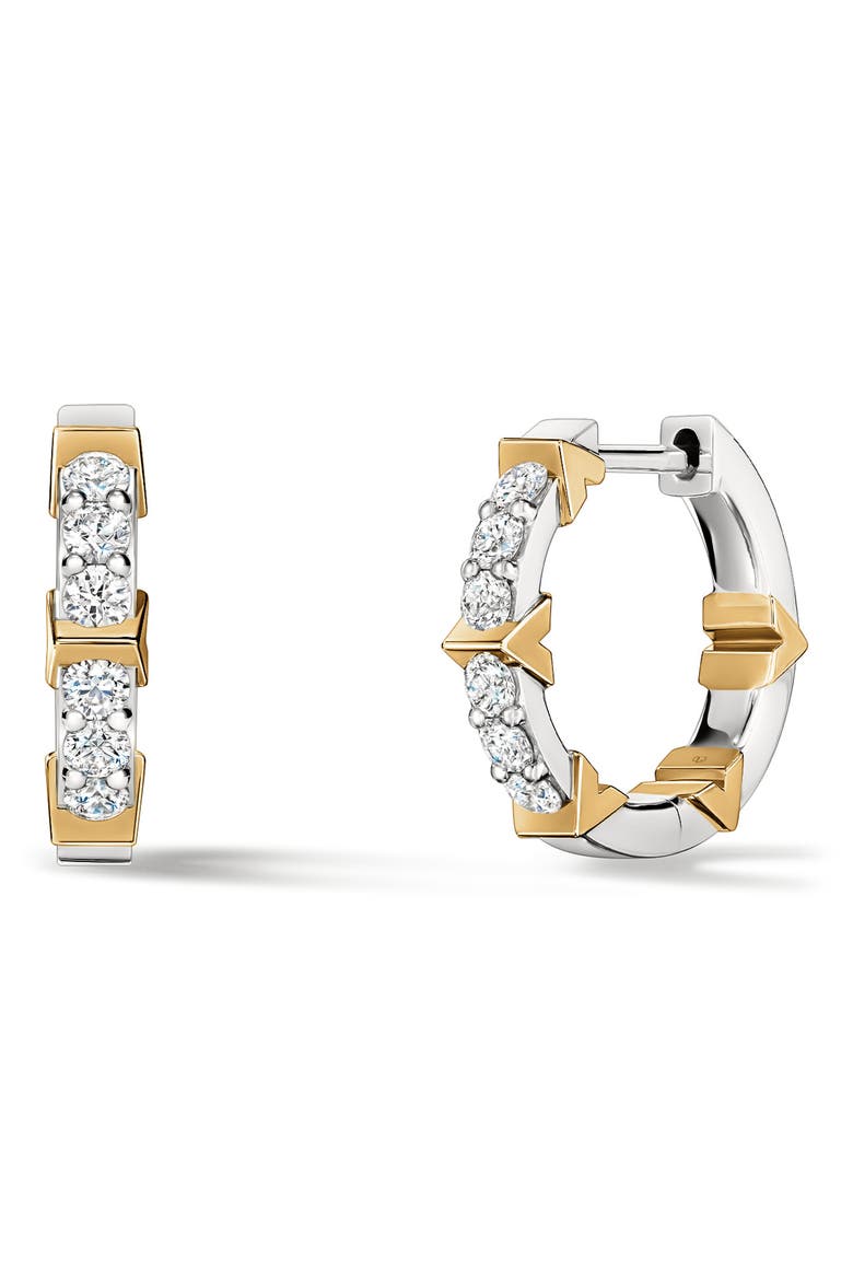 Copley 18k Gold Diamond Pavé Hoop Earrings, Main, color, 18K WG/YG/DIAMOND