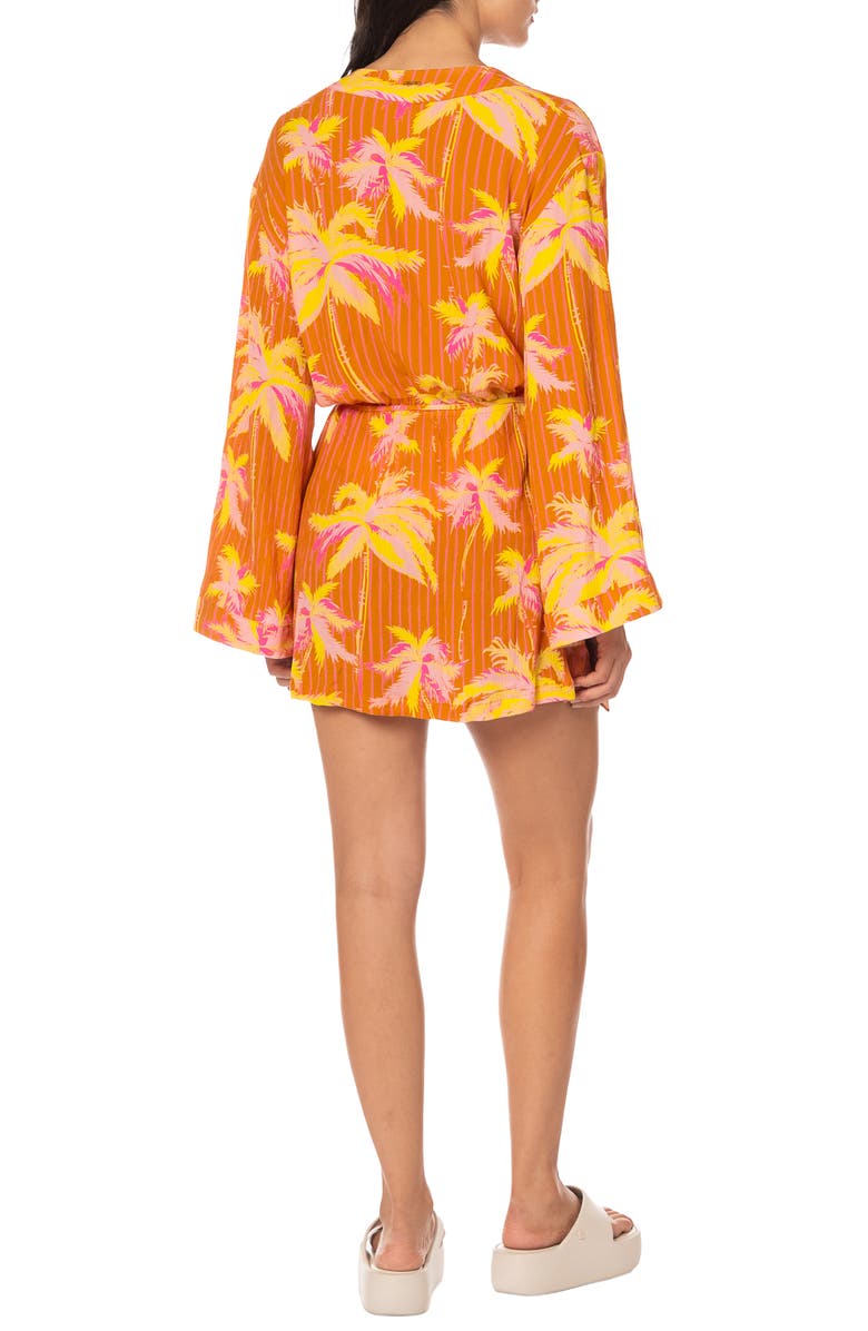 Maaji Sunkissed Shore Zaira Long Sleeve Cover-Up Wrap Dress, Alternate, color, Open Orange