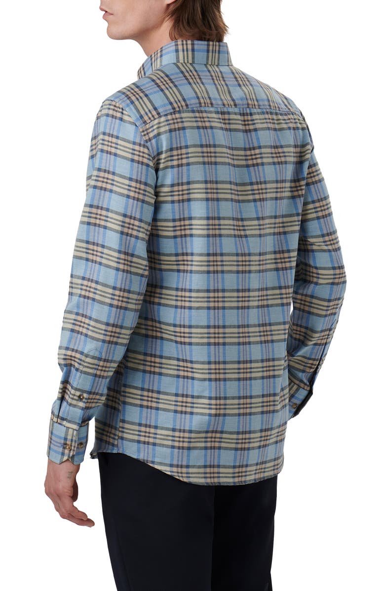Bugatchi Karl Shaped Fit Plaid Cotton & Cashmere Button-Up Shirt, Alternate, color, 