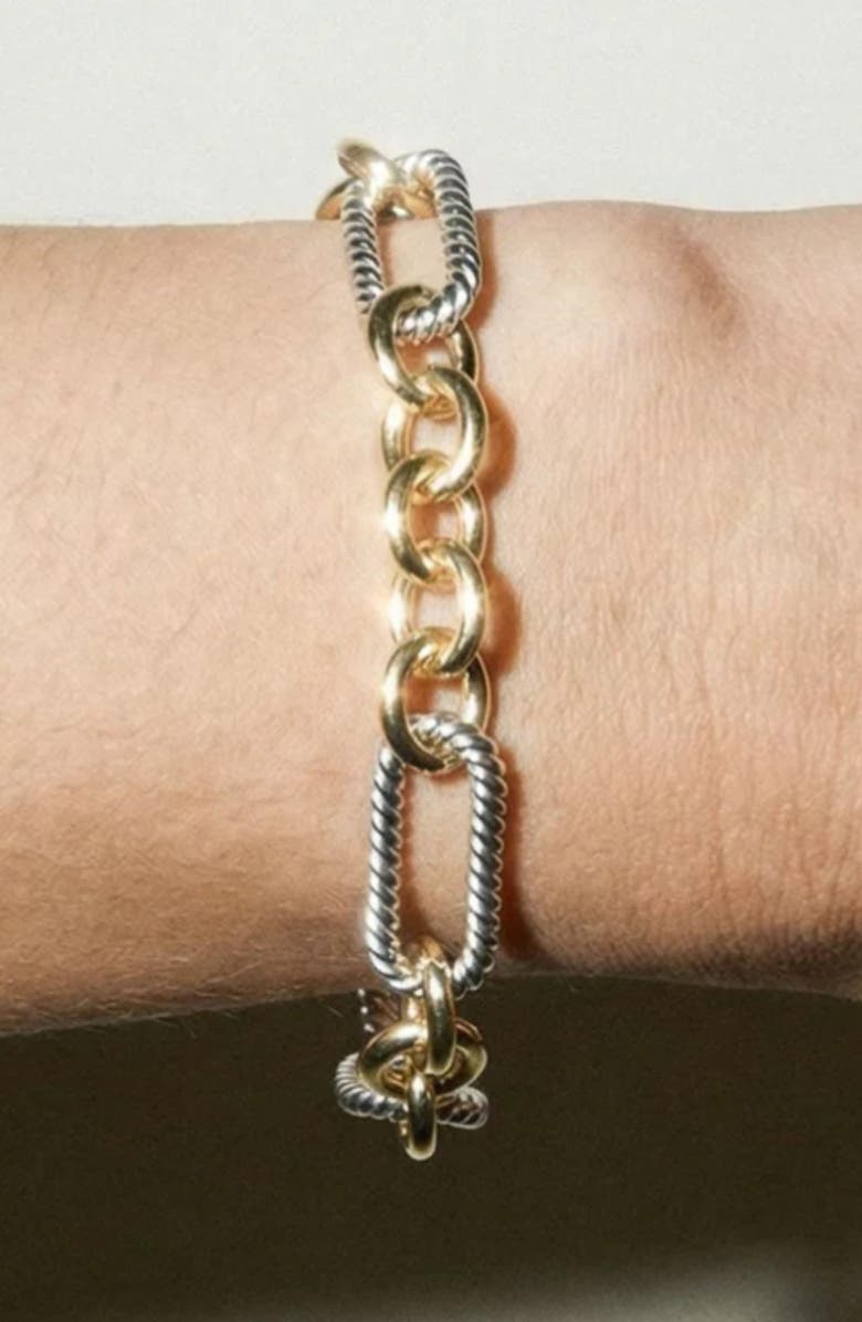 The M Jewelers Two Tone Ribbed Link Bracelet, Alternate, color, Gold/ Silver