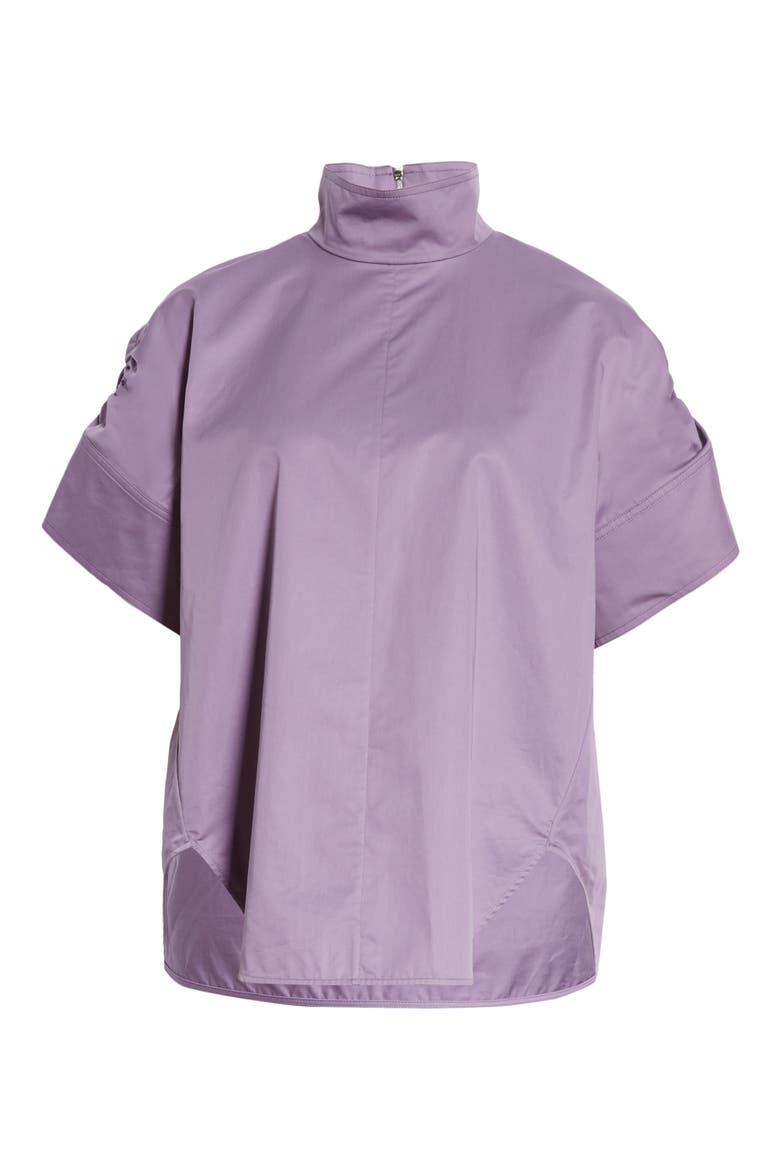 Shirred Sleeve Eco Poplin Top, Alternate, color, GREY PURPLE