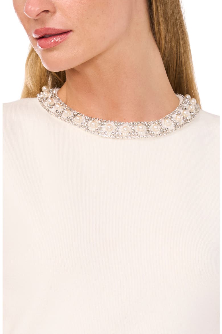 Embellished Imitation Pearl Sleeveless Sweater, Alternate, color, ANTIQ WHITE