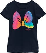 Minnie Mouse Girls' Tie-Dye Rainbow Pattern Bow Graphic Tee