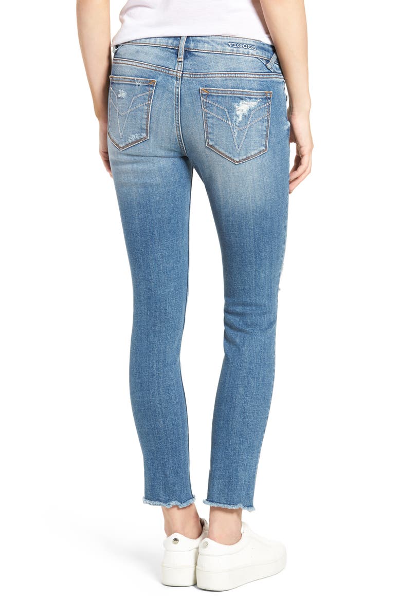 Chelsea Distressed Skinny Jeans, Alternate, color, MED WASH