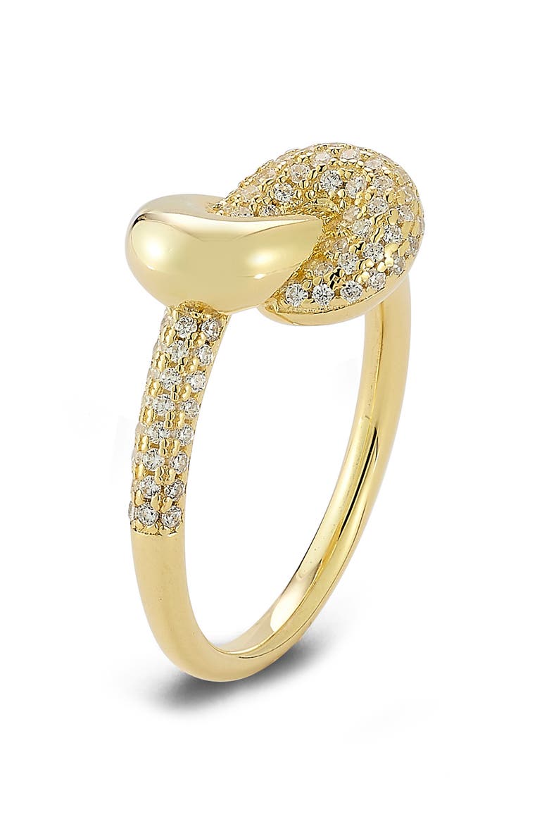 Pavé Cubic Zirconia Love Knot Ring, Alternate, color, GOLD