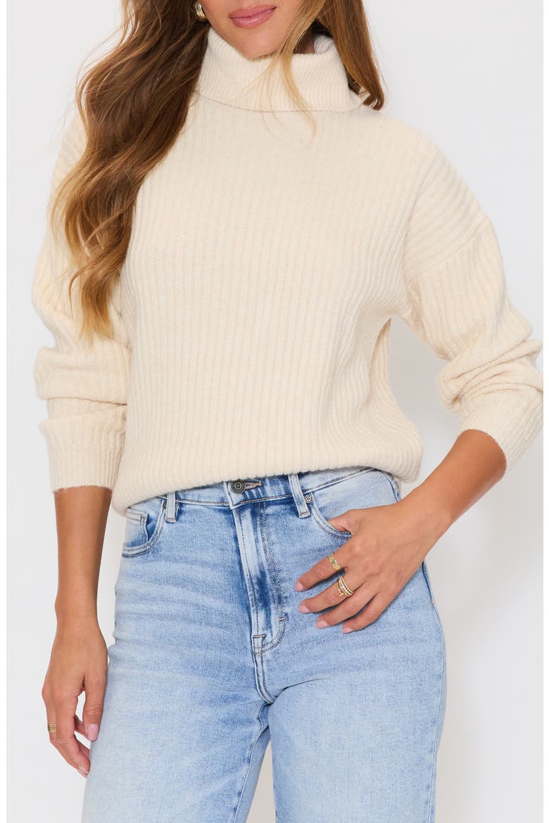 Moonlit Rib Turtleneck Sweater, Main, color, CREAM