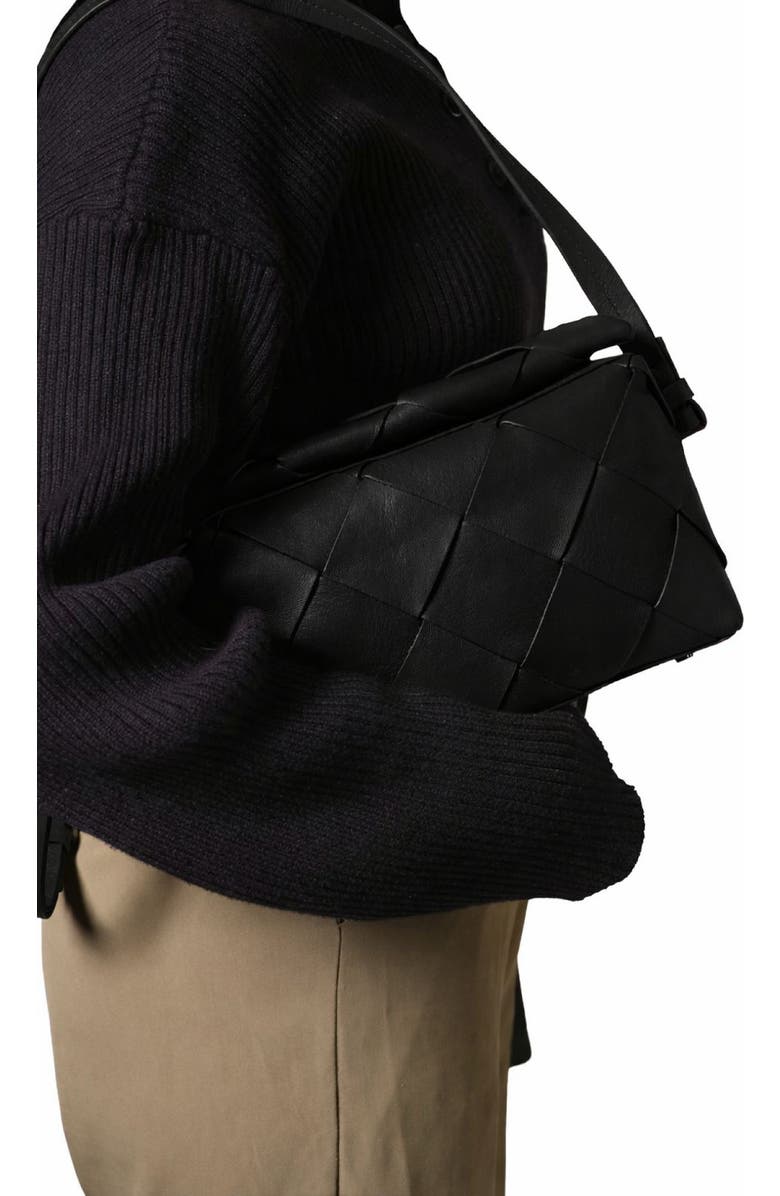 Ecotorie Maude Woven Leather Crossbody Bag, Alternate, color, Black