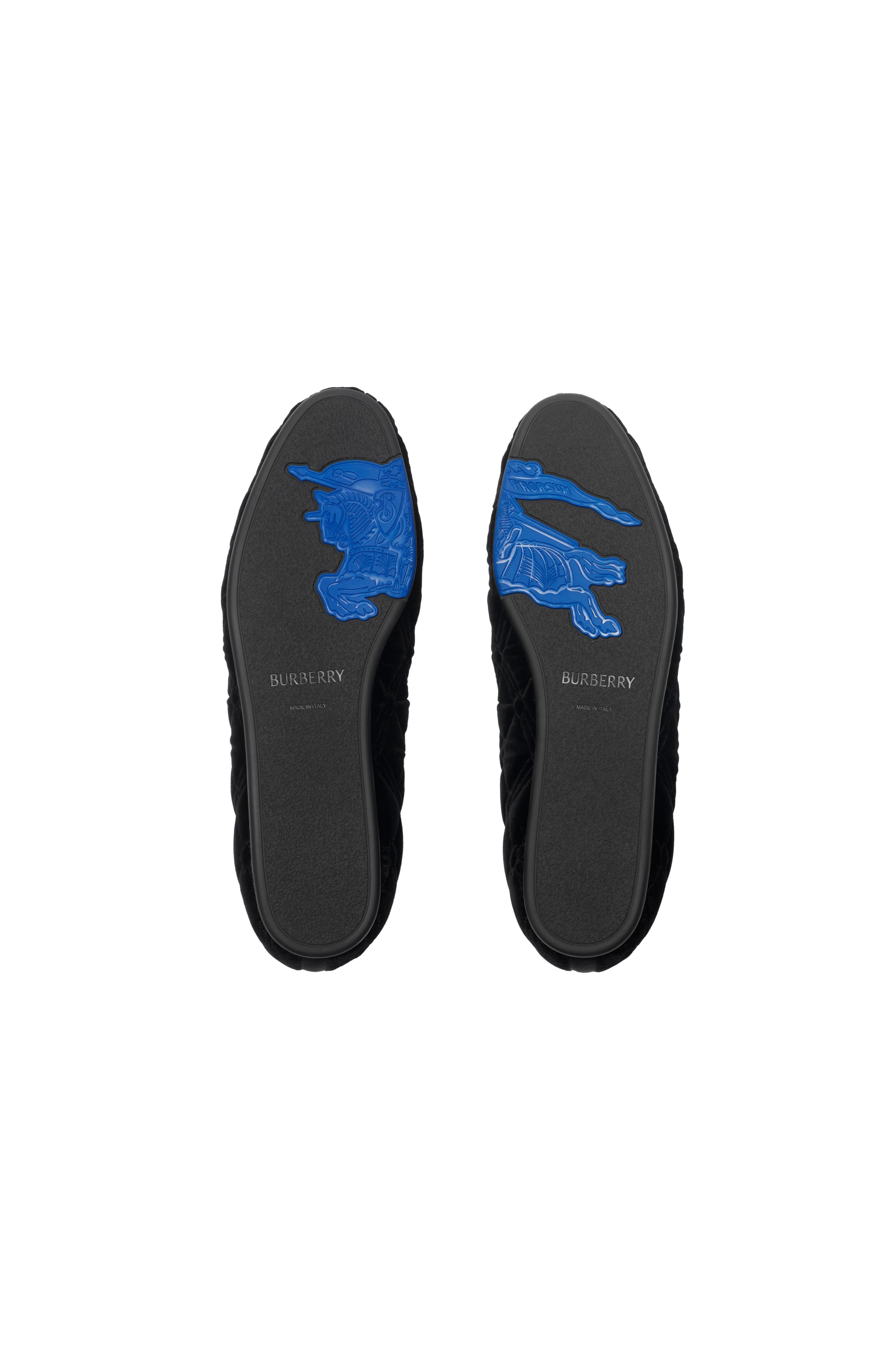 Burberry Quilted Velvet Estate Slippers, Alternate, color, Black