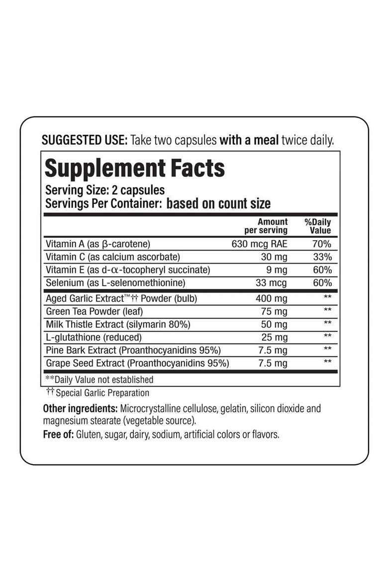Garlic Extract Supplement for Detox and Healthy Aging Support with Milk Thistle 100 capsules(50 servings), Alternate, color, None