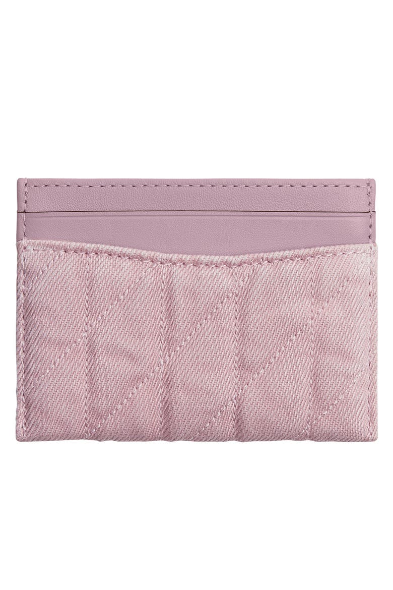 Essential Quilted Denim & Leather Card Case, Alternate, color, BALLERINA
