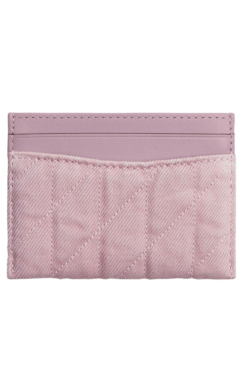 COACH Essential Quilted Denim & Leather Card Case, Alternate, color, Ballerina