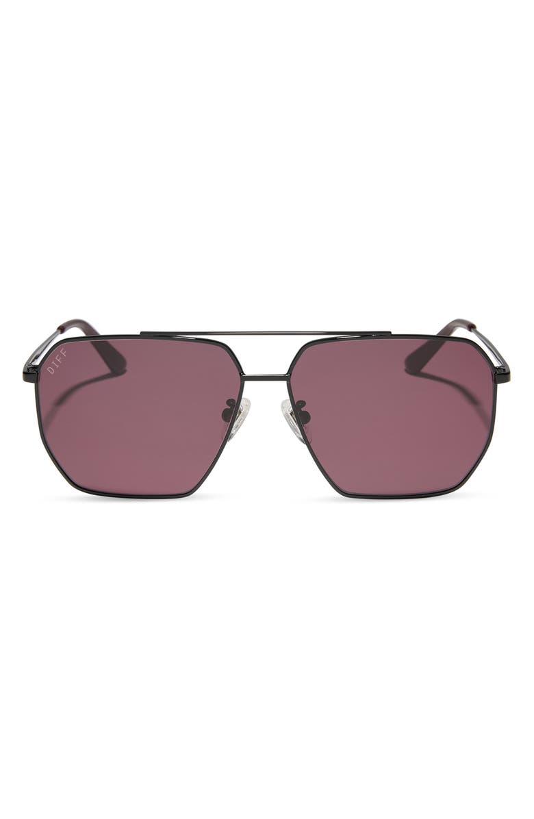 DIFF Berkely 59mm Gradient Navigator Sunglasses, Main, color, Black / Dark Cherry