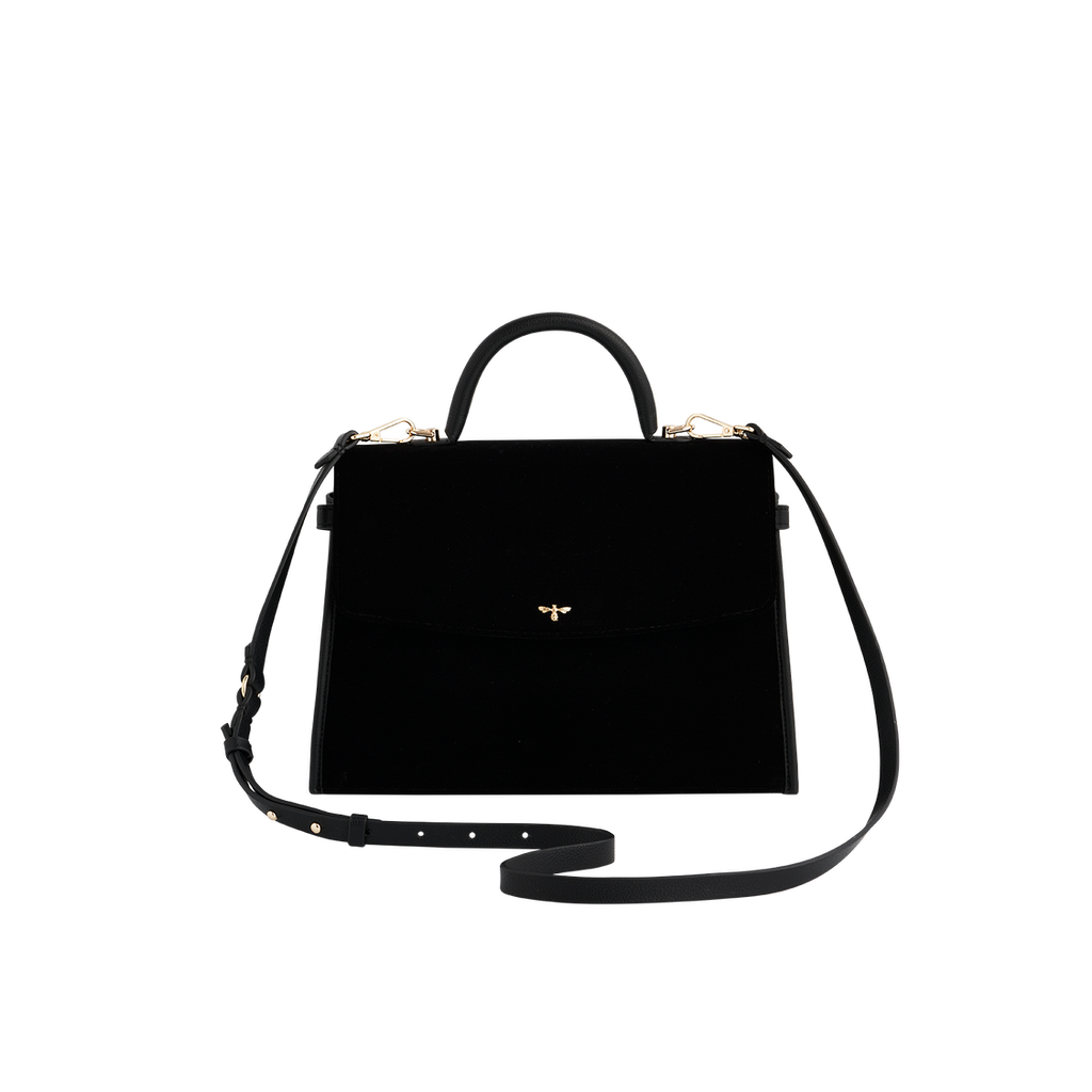 Fable England Black Structured Medium Tote In Black