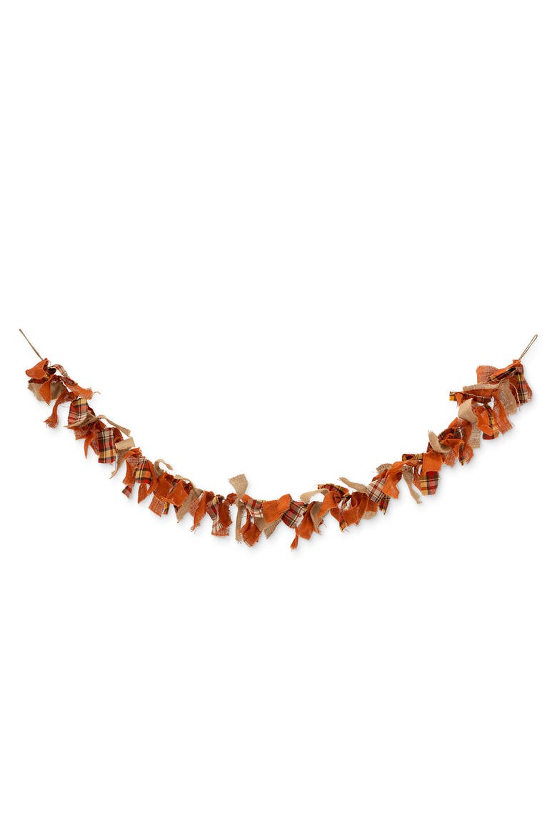 6ft Fall Fabric Plaid Garland, Main, color, Orange