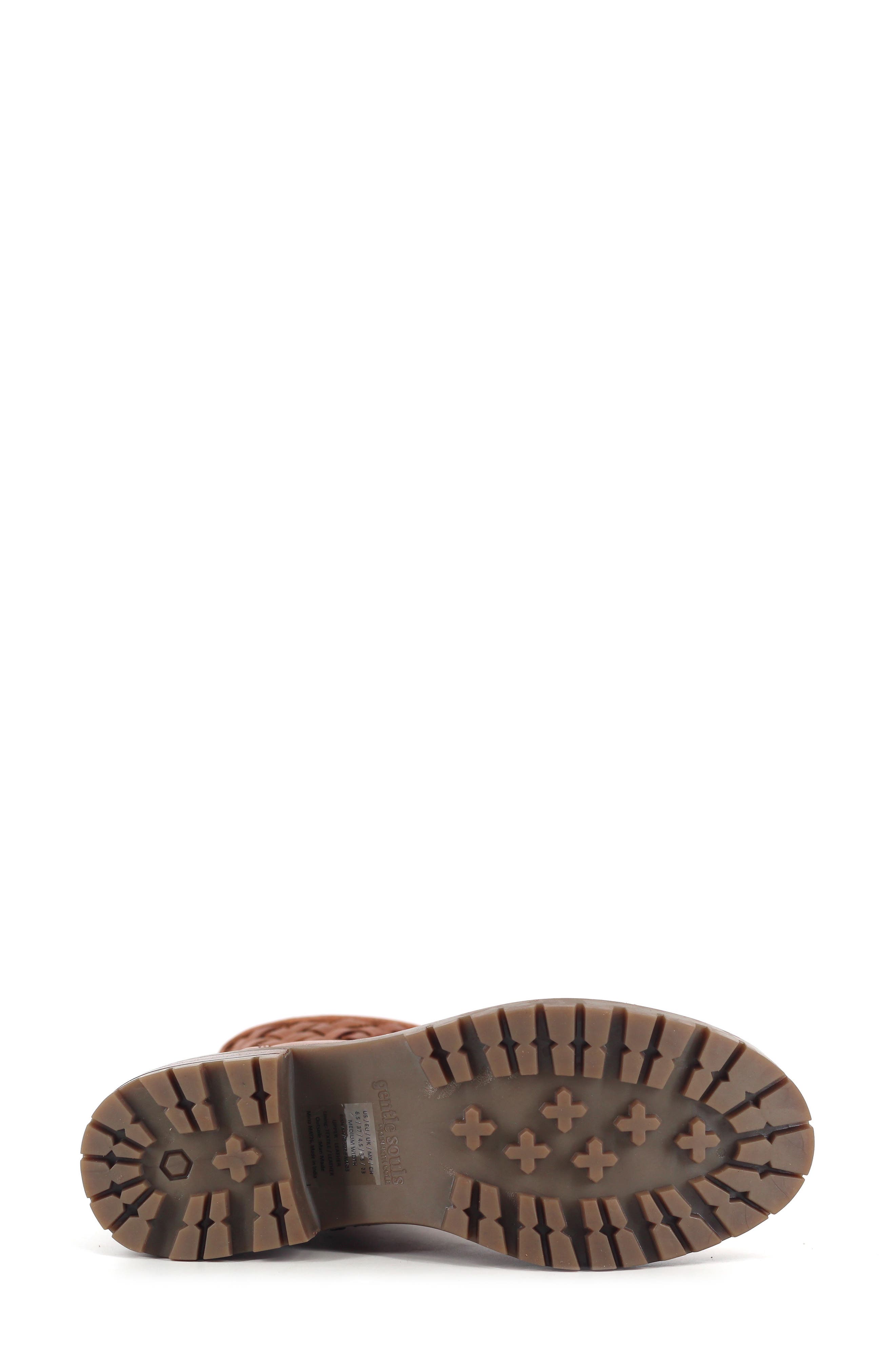 Bailah Woven Leather Bootie, Alternate, color, CARAMEL LEATHER