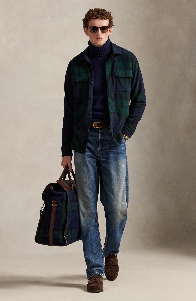 Polo Ralph Lauren Flannel Button-Up Overshirt, Alternate, color, Blackwatch Plaid