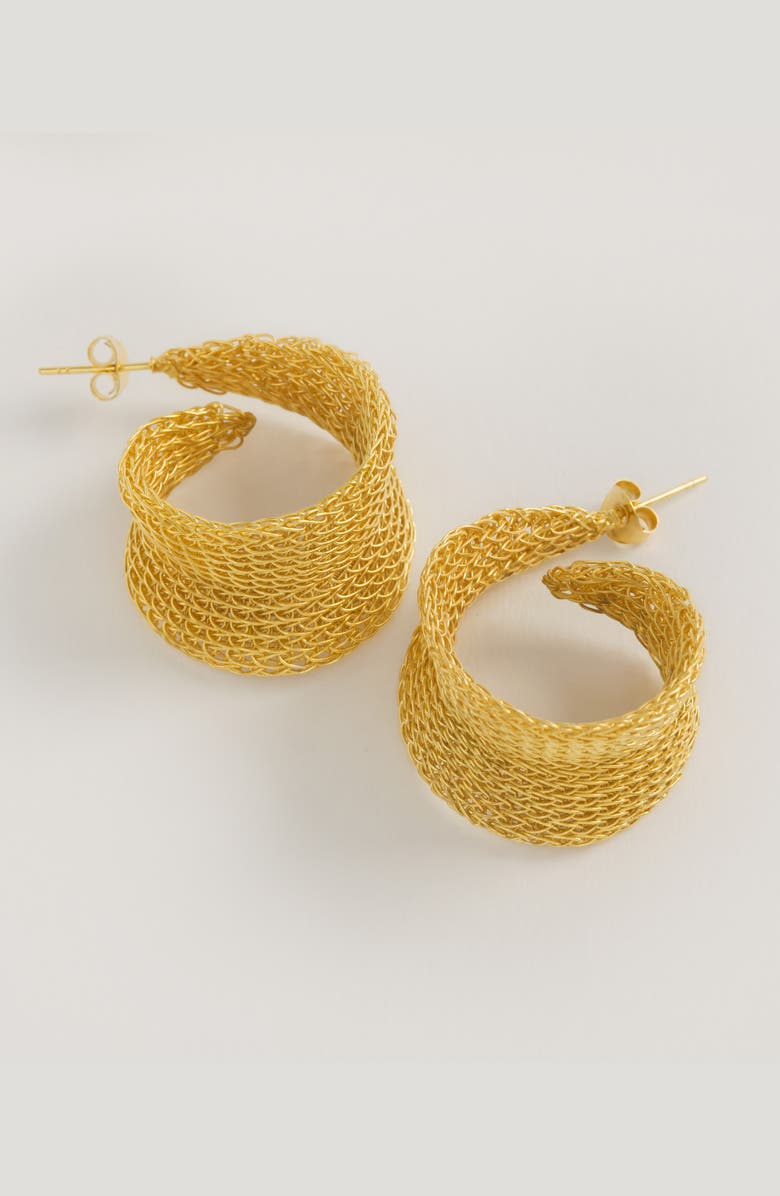 Freya Rose Gold Weave Curled Hoops, Alternate, color, Gold