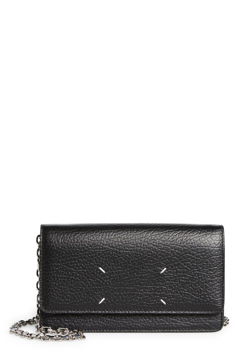 Large Leather Wallet on a Chain, Main, color, BLACK