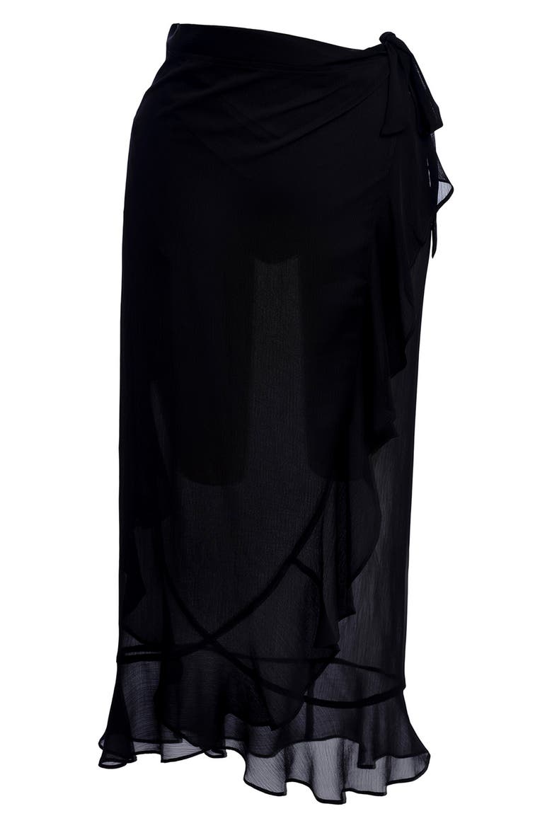 Nauru Cover-Up Sarong Skirt, Alternate, color, BLACK