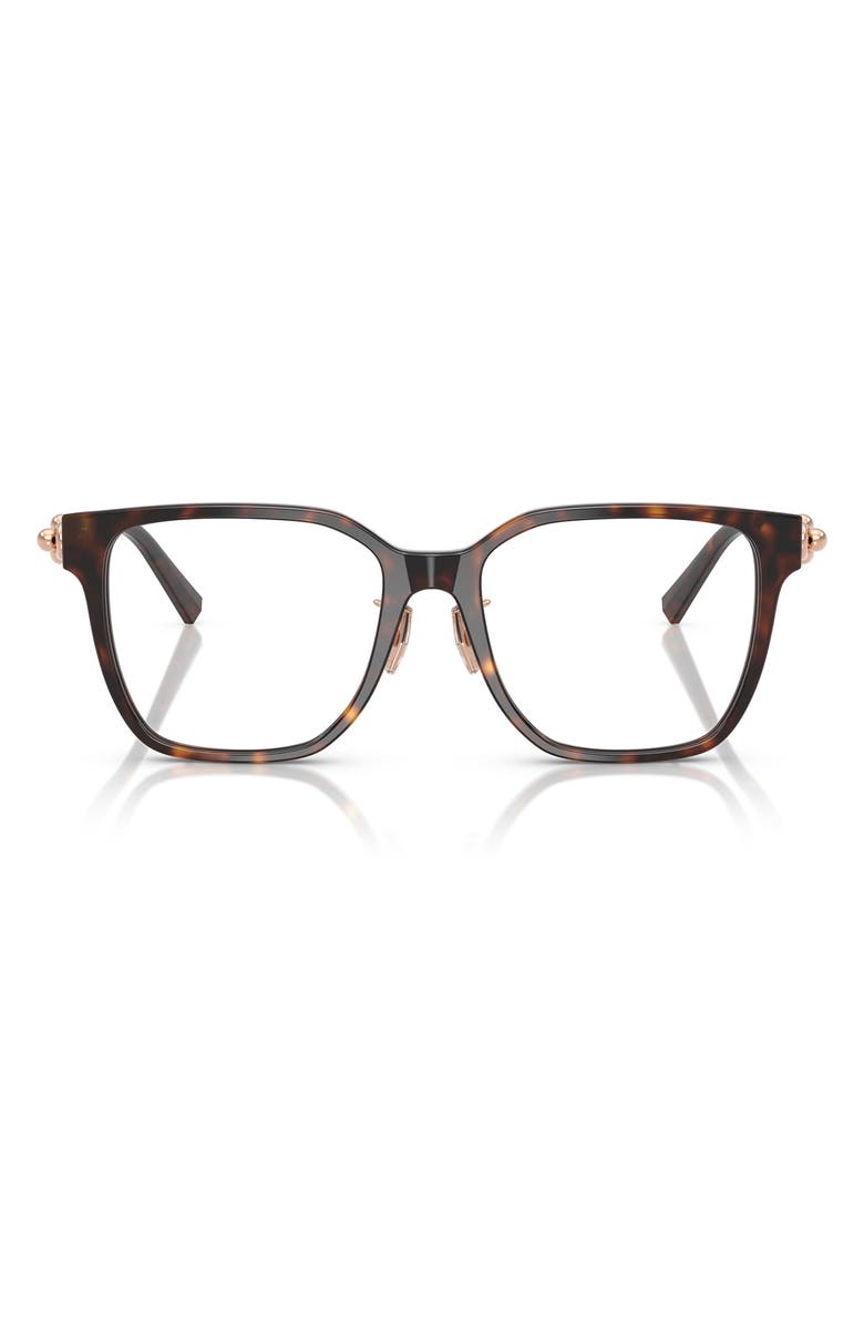 Tiffany & Co. 53mm Square Optical Glasses, Main, color, Havana / Demo Lens