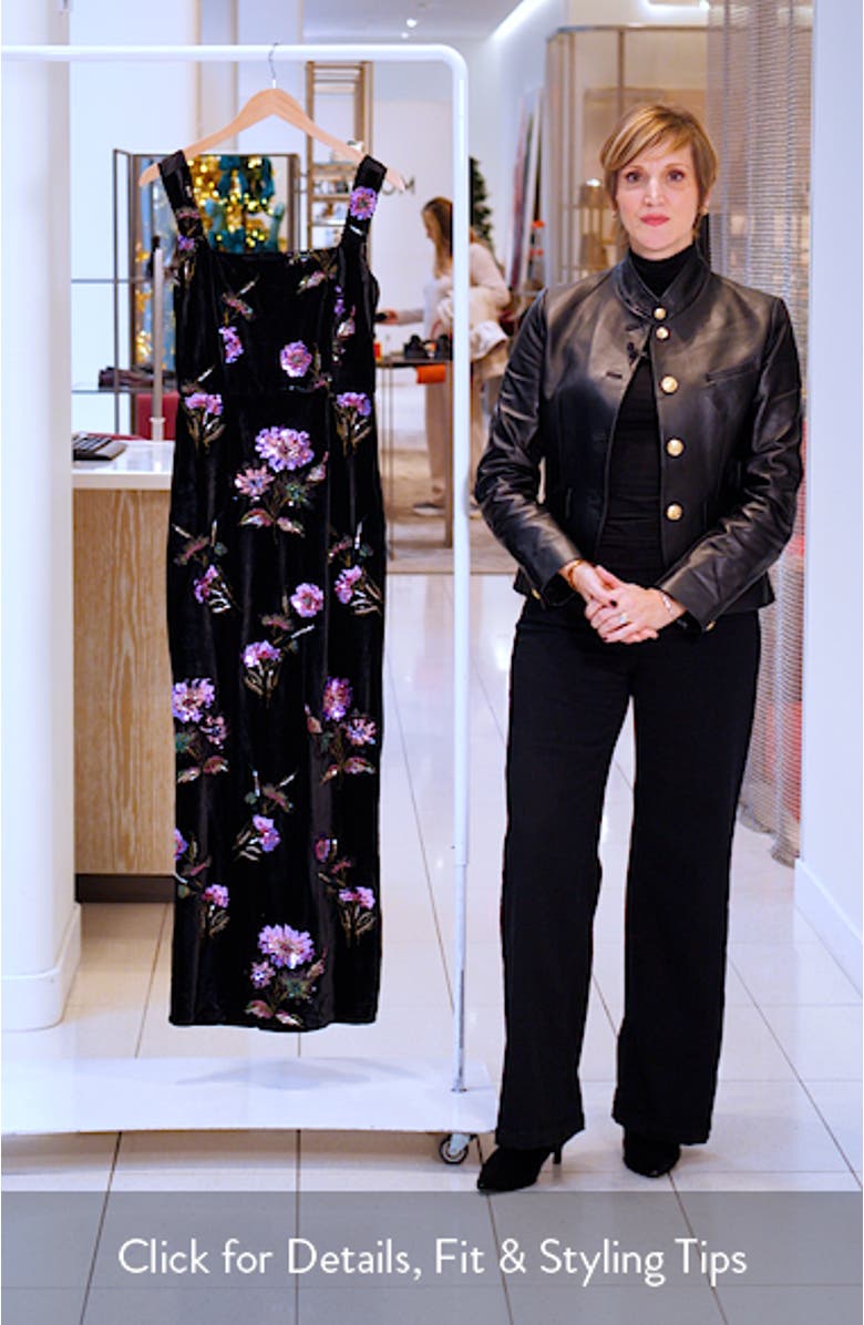 Clio Embellished Velvet Sheath Gown, sales video thumbnail