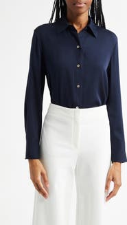 Vince Stretch Silk Button-Up Shirt
