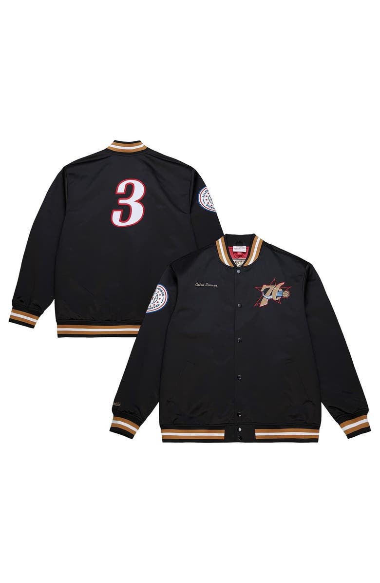 Mitchell & Ness Men's Mitchell & Ness Allen Iverson Black Philadelphia 76ers NBA Legends Full-Snap Satin Jacket, Alternate, color, Black