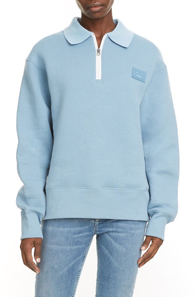 Acne Studios Ferd Quarter Zip Cotton Sweatshirt, Main, color, 