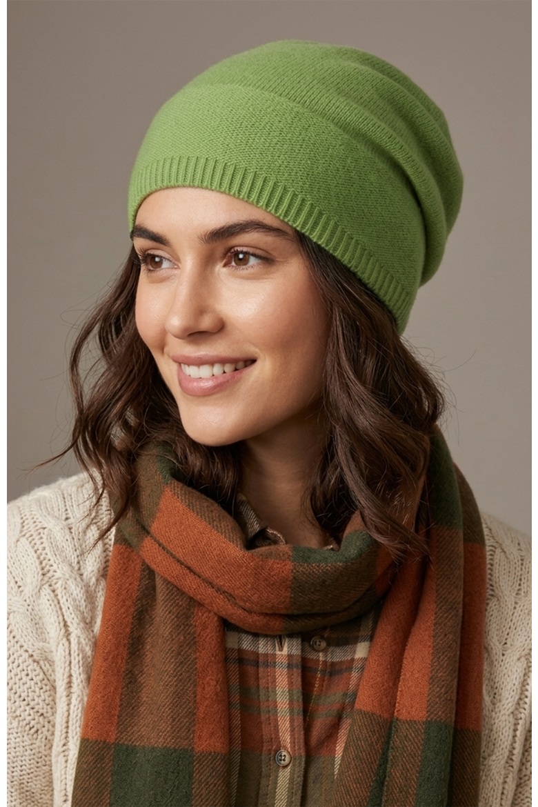 Cashmere slouchy hat, Alternate, color, CEDAR GREEN